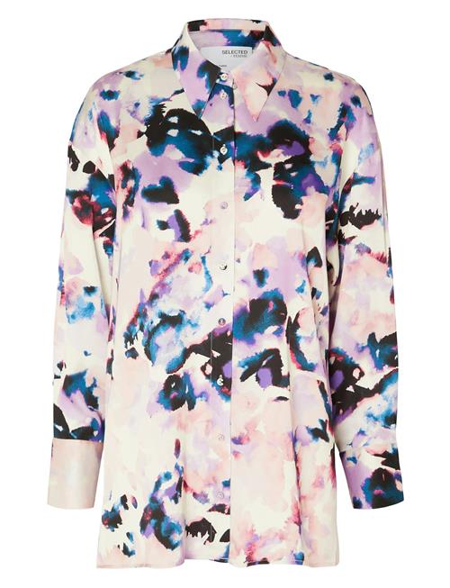 Slfthea Ls Aop Satin Shirt B Selected Pink