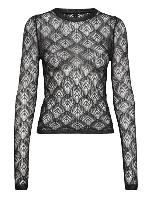 Geometric Openwork T-Shirt Mango Black