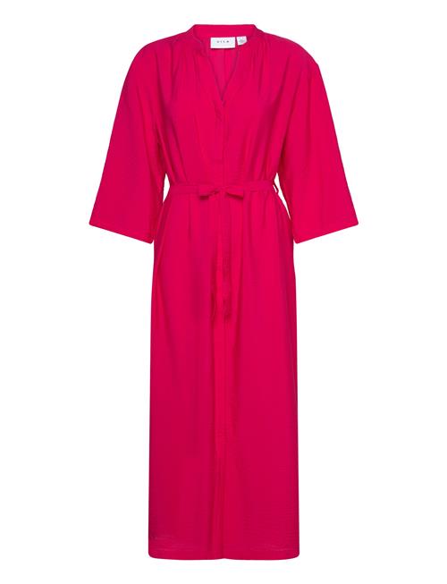 Vila Visero Vneck 3/4 Ankle Shirt Dress/Su Vila Pink