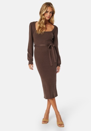 Se BUBBLEROOM Noura Knitted Dress Dark brown L ved Bubbleroom