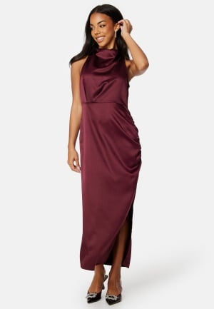 VILA Ellie S/L Midi Wrinkle Dress Burgundy 34