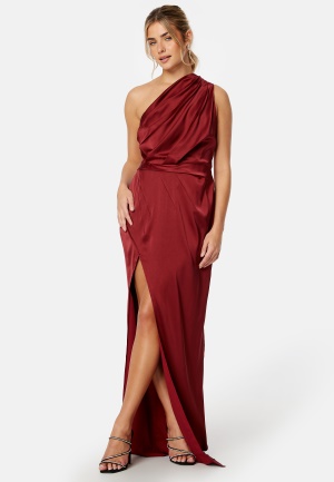 Se Elle Zeitoune Wenona Satin One Shoulder Dress Wine L ved Bubbleroom