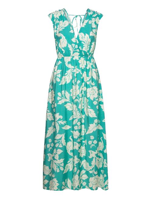 Floral Wrap Neckline Dress Mango Green