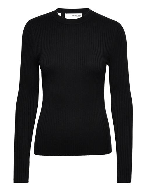 Selected Femme Slflydia New Rib Ls Knit O-Neck B Selected Femme Black