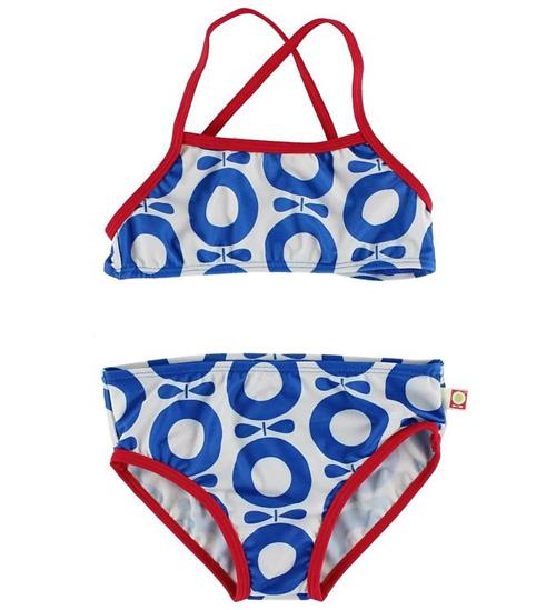 Katvig Classics Bikini - UV50+ - Hvid/RÃ¸d m. BlÃ¥ Ãbler