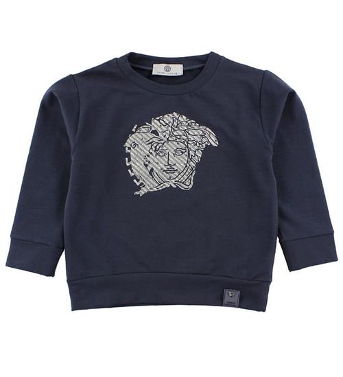 Versace Young Versace Sweatshirt - StÃ¸vet BlÃ¥ m. SÃ¸lv Logo