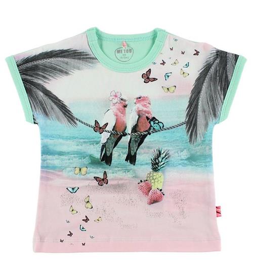 Se Me Too Me Too T-Shirt - Mint m. PapegÃ¸jer/Sommerfugle ved KidsWorld