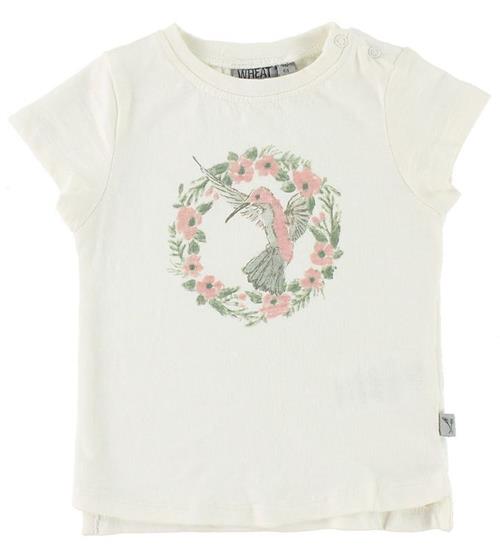 Se Wheat Wheat T-shirt - Flower Bird - Ivory m. Print ved KidsWorld