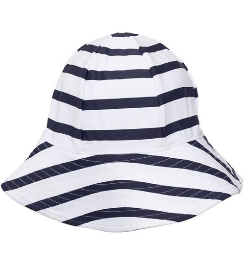 Se Petit Crabe Petit Crabe Badehat - Frey - UV50+ - Hvid/Navystribet ved KidsWorld