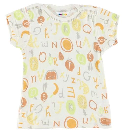 Se Joha Joha T-Shirt - Bambus - Hvid m. Frugter/Bogstaver ved KidsWorld