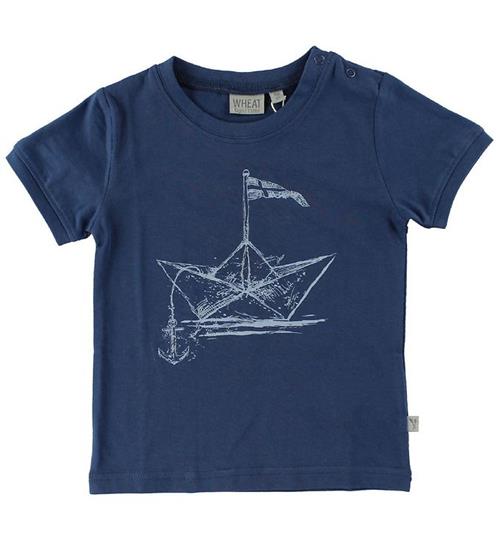 Se Wheat T-Shirt - BlÃ¥ m. PapirsbÃ¥d ved KidsWorld