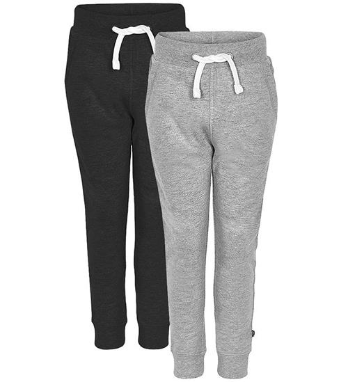 Se Minymo Minymo Sweatpants - 2-pak - Sort/GrÃ¥meleret ved KidsWorld