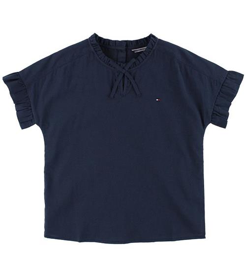 Se Tommy Hilfiger Tommy Hilfiger T-shirt - Navy m. FlÃ¦sekant ved KidsWorld