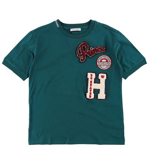 Dolce & Gabbana T-shirt - PetroleumsgrÃ¸n m. Patches