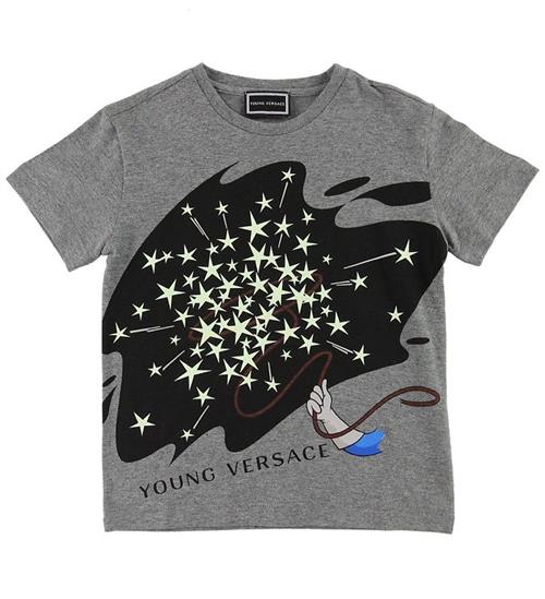 Se Young Versace T-shirt - GrÃ¥meleret m. Stjerner/Glow ved KidsWorld