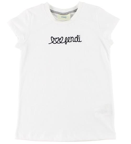 Se Fendi Fendi Kids T-shirt - Hvid m. Tekst ved KidsWorld