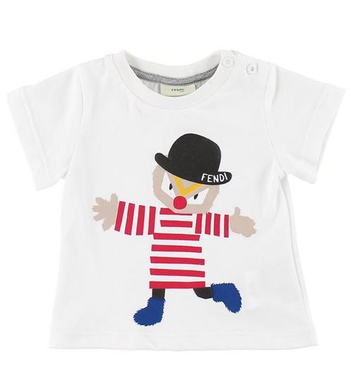 Se Fendi Fendi Kids T-shirt - Hvid m. Klovn ved KidsWorld