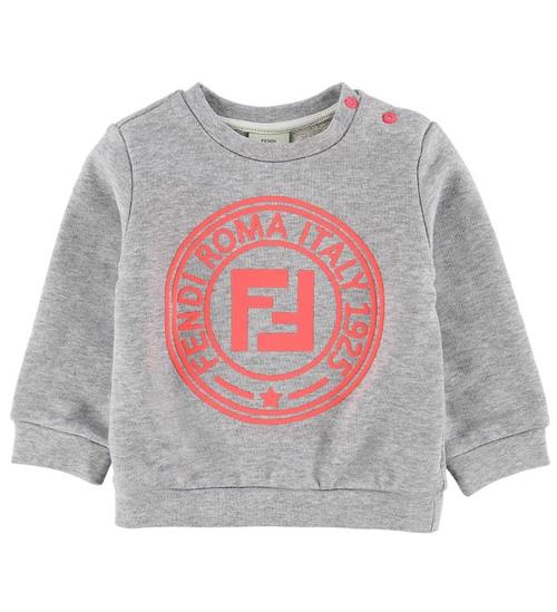 Fendi Fendi Sweatshirt - GrÃ¥meleret m. Neonpink/Logo