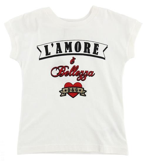 Se Dolce & Gabbana T-shirt - Hvid m. Tekst ved KidsWorld