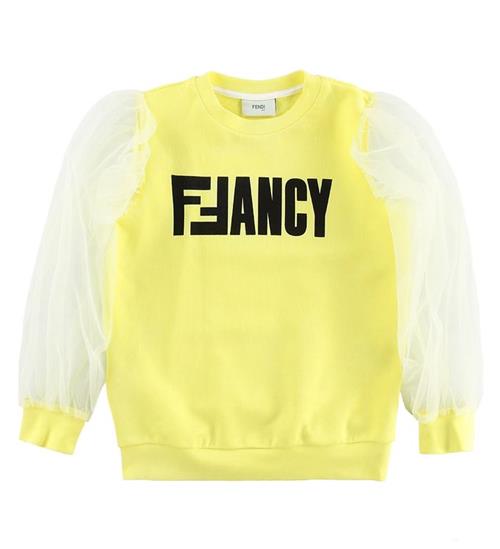 Fendi Fendi Kids Sweatshirt - Gul m. Tekst/Tyl