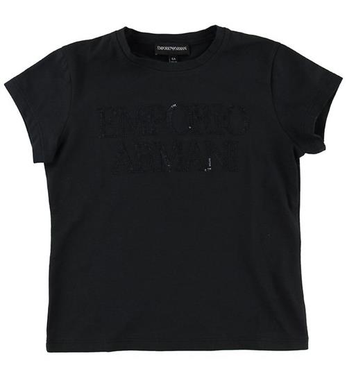 Se Emporio Armani T-shirt - Navy m. Pailletter ved KidsWorld