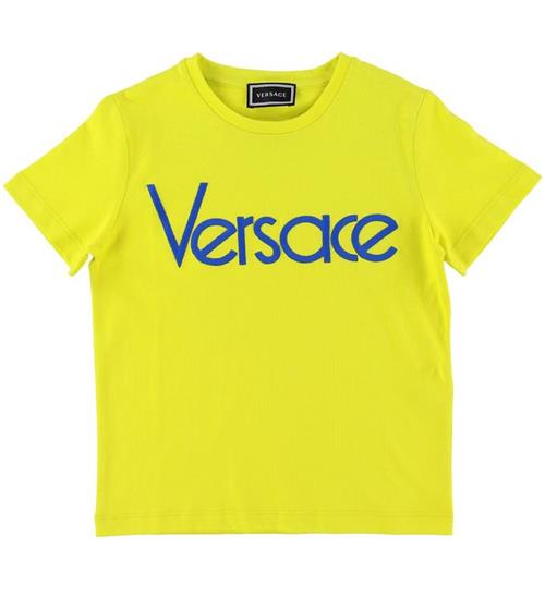 Se Versace T-shirt - NeongrÃ¸n/BlÃ¥ m. Logo ved KidsWorld