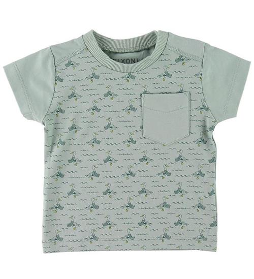 Se Fixoni Fixoni T-shirt - StÃ¸vet GrÃ¸n m. Ã?nder/BÃ¸lger ved KidsWorld