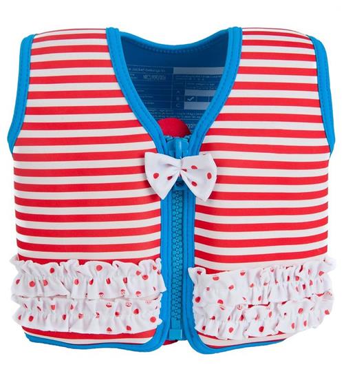 Se Konfidence Konfidence SvÃ¸mmevest - Original - Marthas Red Stripe Frills ved KidsWorld