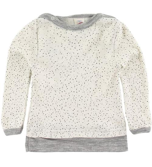 Se Engel Bluse - Uld - Neutral m. Print ved KidsWorld