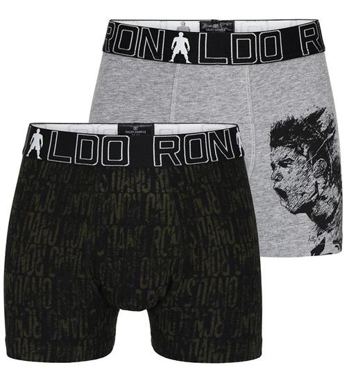 JBS Ronaldo Boxershorts - 2-pak - GrÃ¥meleret/Sort m. MÃ¸nster