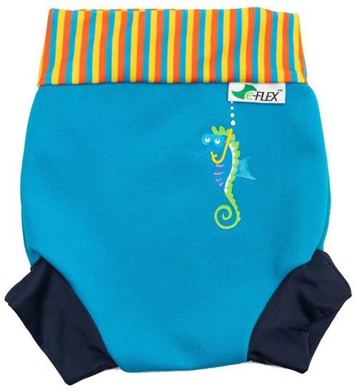 Konfidence Blebadebukser - UV50+ - Swim Nappy - Cyan/Stripe Seab