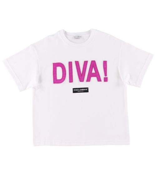 Dolce & Gabbana Dolce & Gabbana T-shirt - Diva - Hvid/Fuchsia