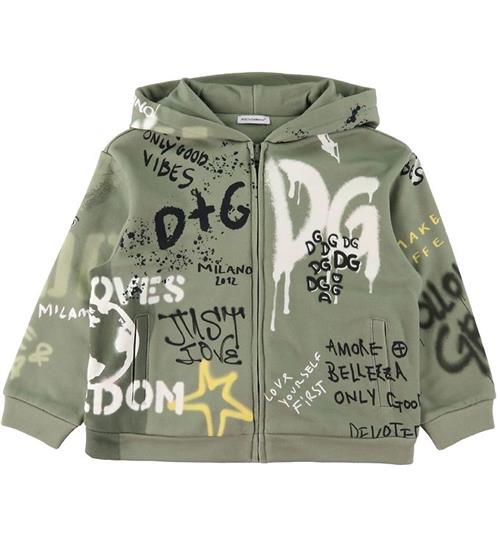 Dolce & Gabbana Dolce & Gabbana Cardigan - DG Skate - StÃ¸vet grÃ¸n m. Graffiti