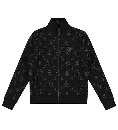 Se Philipp Plein Cardigan - Monogram - Sort m. Print ved KidsWorld