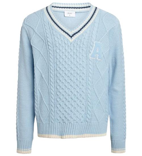 Se Grunt Bluse - Strik - Scarlett - Light Blue ved KidsWorld