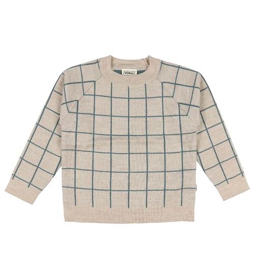 Voksi Bluse - Uld - Melange Sand Green m. Tern