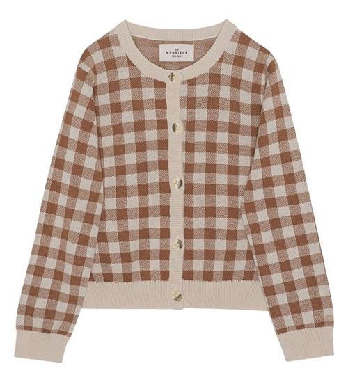 Se Monsieur Mini Cardigan - Gingham - Offwhite/Toffee ved KidsWorld