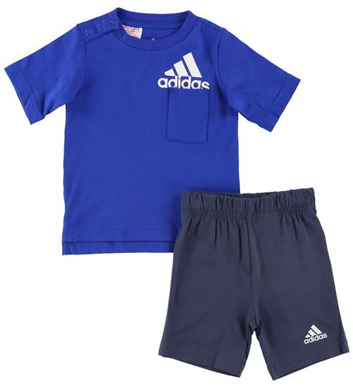 Se adidas Performance SÃ¦t - T-shirt/Shorts - Royal Blue/Hvid ved KidsWorld