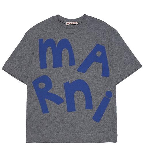 Se Marni T-shirt - MÃ¸rkegrÃ¥meleret m. BlÃ¥ ved KidsWorld
