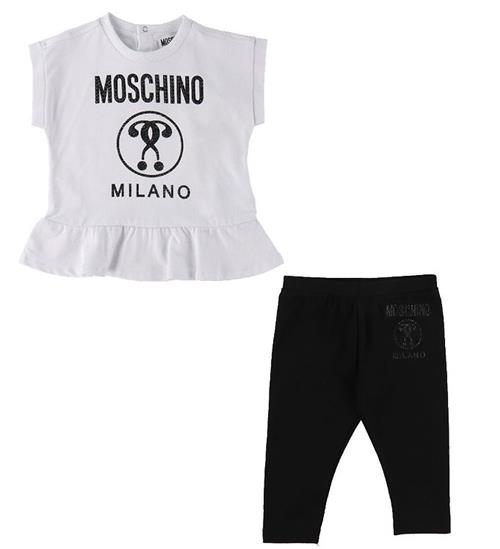 Moschino Moschino T-shirt/Leggings - Hvid/Sort m. Sort/Similisten