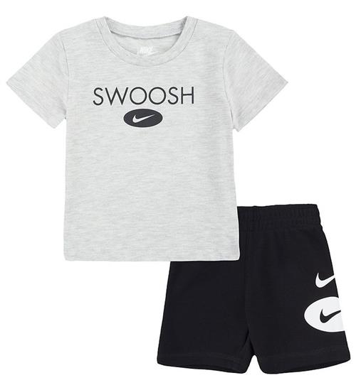 Nike Nike ShortssÃ¦t - T-shirt/Shorts - Swoosh - Sort/GrÃ¥