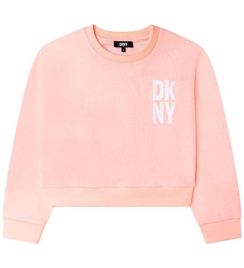 DKNY DKNY Sweatshirt - Cropped - Pale Pink m. Hvid