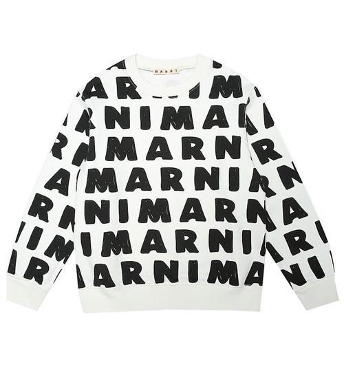 Se Marni Marni Sweatshirt - Hvid m. Sort ved KidsWorld