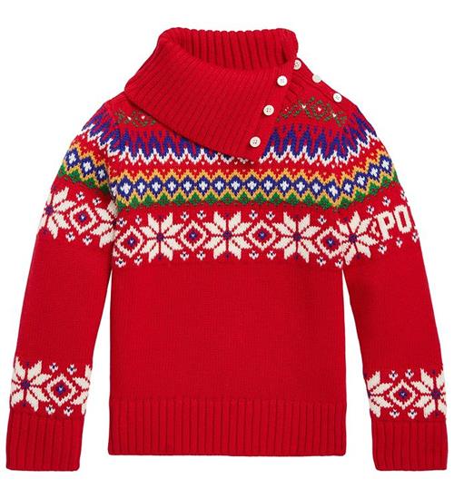 Se Polo Ralph Lauren Bluse - Bomuld/Uld - Fair Isle - RÃ¸d m. MÃ¸nste ved KidsWorld