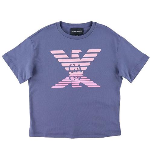 Se Emporio Armani Emporio Armani T-shirt - Blue Indaco m. Rosa ved KidsWorld