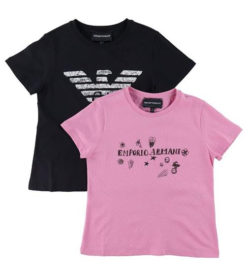 Se Emporio Armani T-shirts - 2-pak - Navy/Flamingo ved KidsWorld