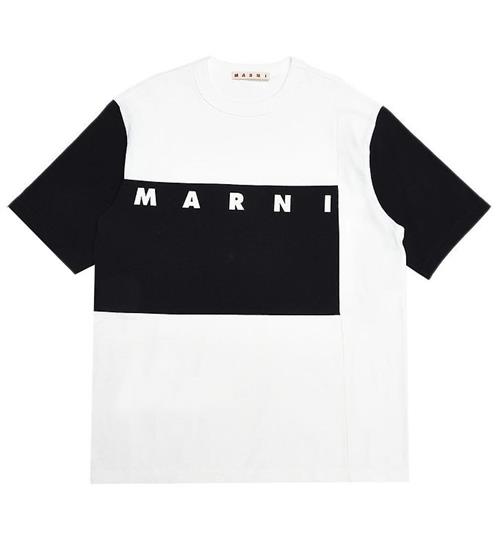 Se Marni Marni T-shirt - Hvid m. Sort ved KidsWorld