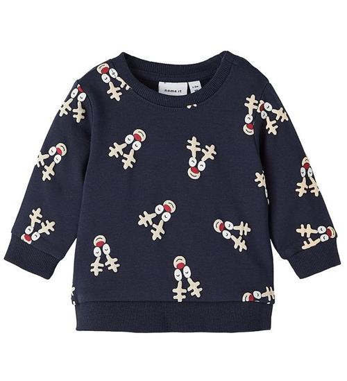 Se Name It Sweatshirt - NbnRachristmas - Dark Sapphire ved KidsWorld