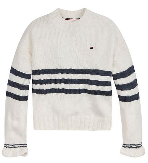 Se Tommy Hilfiger Bluse - Strik - Prep Stripe Sweater - Ivory Pedal ved KidsWorld