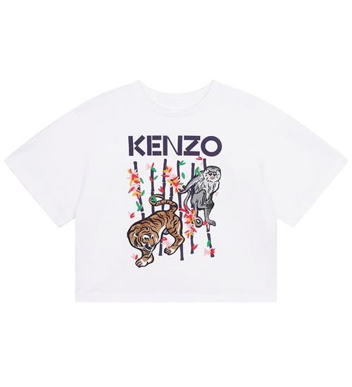 Kenzo Kenzo T-shirt - Cropped - Hvid m. Dyr